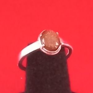 925 Sterling Silver ring with Red Goldstone cab